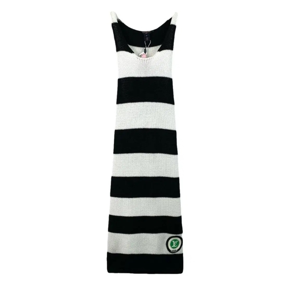 NWT Louis Vuitton LV 22 colors block striped neck cotton knitted dress size M